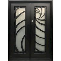 Porte d'entrée en fer forgé à isolation thermique et insonorisée, résistante au feu, décorative, pour l'extérieur de la maison