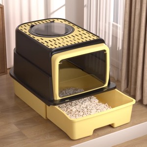 Fully enclosed kitten litter <b>box</b>, top-mounted <b>extra</b>-<b>large</b> size, anti-sand and odor-proof small litter <b>box</b>. - Product Image 1