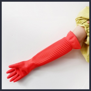 Gants de <span class=keywords><strong>cuisine</strong></span> en <span class=keywords><strong>latex</strong></span> rouge de 55 cm, épaisseur moyenne, antidérapants, imperméables, pour le lavage de la vaisselle, toutes saisons - Automne - Product Image 4