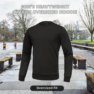 Sweat à capuche sportif imperméable pour homme, sans cordon, en maille épaisse 240 g/m² polyester/coton, doublé, brodé et imprimé, idéal pour le printemps et les activités de plein air - Product Image 2