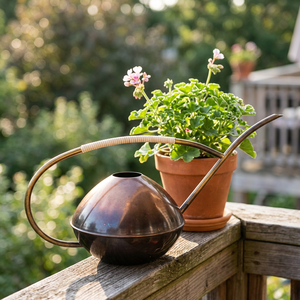 Regadera antigua moderna de forma plana decorativa de latón AK para uso de plantas en plantaciones de interior y exterior - Product Image 3