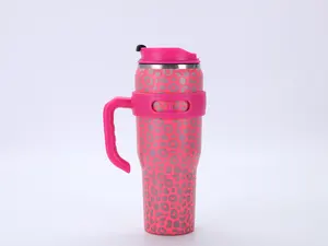 Vaso de viaje con aislamiento de acero inoxidable de 40oz con logotipo personalizado 5D UV Adventure Quencher con asa Taza de café ecológica con tapas