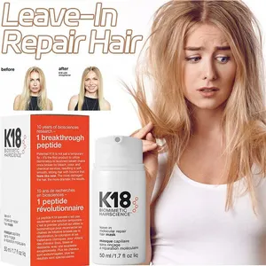 K18 Leave-In Molecular Repair Hair Treatment To Repair Dry Restore Hair Smooth Shine Reversing Damage Caused By Bleach 50Ml