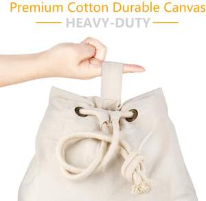 Bolsa de lavandería de viaje de algodón de lona plegable, respetuosa con el medio ambiente, personalizada al por mayor, con cordón - Product Image 4