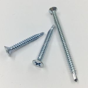 M3.5x16 <b>Flat</b> Head Phillips Self Drilling <b>Screw</b> Blue Zinc Plated Metric Tapping <b>Screw</b> - Product Image 2