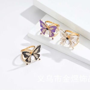 Hebilla para pañuelo con diseño de mariposa y pedrería, en colores negro, blanco y morado, accesorio de joyería de moda para chales y ropa, origen Jinhua - Product Image 2