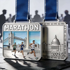 Medalla de Maratón 3D de Alto Relieve Personalizada y Profesional, Medallas de Finalista de Metal Duradero de Primera Calidad con Soporte de Diseño Gratuito - Product Image 1