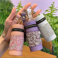 Dompet Koin Kulit Berkilau Sparkle Girls, Dompet Bling dengan Tempat Lip Gloss, Bahan PU untuk Penggunaan Sehari-hari
