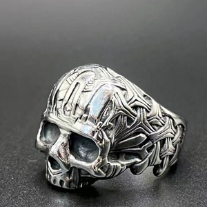 Wholesale Ready to Ship Stainless Steel Biker Skull Silver <b>Rings</b> for Men Jewelry Supply Casting Skeleton Finger <b>Ring</b> - Product Image 5