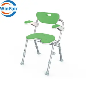 WinFair 의료 접이식 샤워 욕실 목욕 의자 장애인 노인 접이식 샤워 의자 팔걸이와 의자 좌석