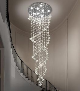 Lámpara de <span class=keywords><strong>Techo</strong></span> Moderna de Lujo con Cristales Grandes para Vestíbulo, Lámpara de Araña Estilo Lluvia con <span class=keywords><strong>LED</strong></span> para Escaleras y Pasillos - Product Image 2
