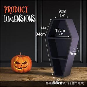 Estante de Almacenamiento de Madera en Forma de Ataúd, Negro, Madera Maciza, Decoración Gótica de Halloween, Estante de Pared Interior, Adorno Creativo - Product Image 3