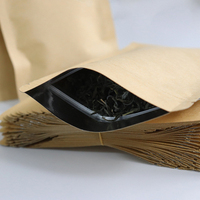 Pochettes en papier kraft marron et blanc, sacs debout en papier Kraft pour emballage alimentaire, sacs à fermeture éclair avec fenêtre