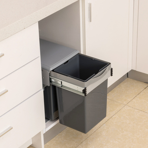 Poubelle à double bac de haute qualité, design moderne, à ouverture par poussée et traction, en plastique, pour installation sous armoire de cuisine - Product Image 5