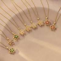 Collier pendentif rotatif en laiton plaqué or 18 carats LUOYUNE, motif fleur de Bauhinia, avec zircon, pour la vente en gros et l'OEM