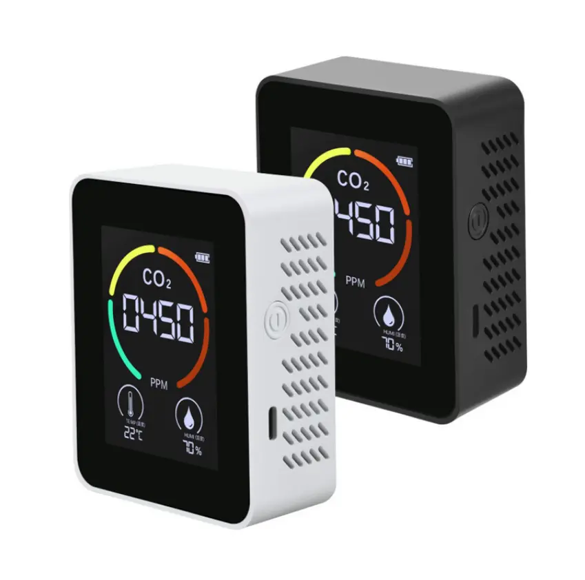 Monitor Temperatur Udara Portabel Mini, Pendeteksi Sensor Pengukur CO2 NDIR Inframerah
