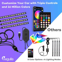 Lumières néon d'ambiance pour l'intérieur de la voiture, décoration de sol, accessoires disco, lumières LED RVB 2 en 1 AUTO VOITURE 12V 12 mois universel