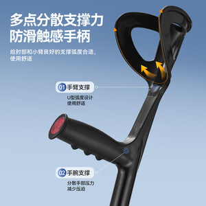 Zhan Cheng Aluminum Alloy <b>Crutch</b> GZ02 Black Non Slip Rubber Tip For Elderly <b>Walking</b> Support - Product Image 5
