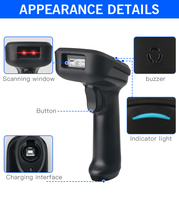 Lector de código de barras automático, pistola de escáner de código QR, interfaz USB con cable, escáner de código de barras de almacén, Android 1D, CCD