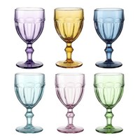 Verres à vin épais vintage en relief de couleur originale ambre rose violet vert bleu gris Gobelet 8oz tasses en verre à vin rouge