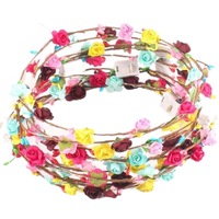 Serre-tête LED lumineux en forme de guirlande de fleurs avec 10 fleurs et 10 lumières, couronne florale multicolore pour festival, mariage, fête et danse