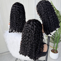 Perruque Lace Front en Cheveux Humains Vierges Birmans Bouclés Naturels, Couleur Naturelle, Boucles Serrées Douces pour une Texture Complète