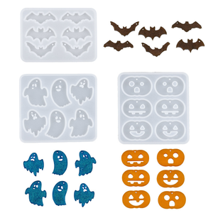 Ensemble de 3 pièces de <span class=keywords><strong>citrouille</strong></span>, chauve-souris, moule en silicone fantôme, bijoux en plâtre, boucles d'oreilles, pendentif, série Halloween, procédé à la résine époxy - Product Image 5