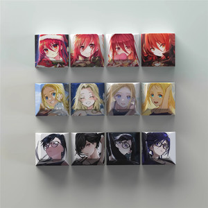 Teclas inspiradas en el Anime japonés para teclado mecánico, perfil de cereza, tinte, subcama, llavero PBT, patrón rectangular, Material de resina - Product Image 4