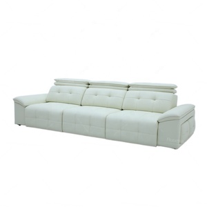 Divano Letto Elettrico in Vera Pelle - Struttura Modulare in Legno, 2 Posti, Doppio Uso, Estensibile, Convertibile, Pieghevole, per Soggiorno, Nuovo, Nero - Product Image 2