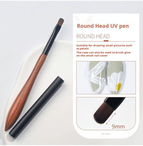 Stylo de dessin pour ongles à poignée en bois, poils en nylon, tête universelle pour salon de manucure, pinceau professionnel pour nail art - Product Image 3
