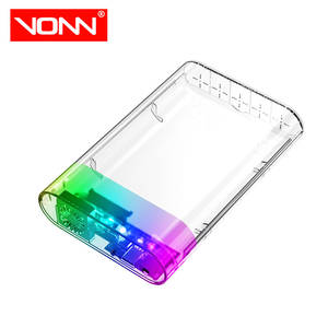 Herramienta libre tipo C 2,5 3,5 pulgadas HDD <span class=keywords><strong>carcasa</strong></span> USB3.0 unidad <span class=keywords><strong>externa</strong></span> caja de <span class=keywords><strong>disco</strong></span> <span class=keywords><strong>duro</strong></span> deslizante transparente RGB ventilador de refrigeración para PC portátil - Product Image 1