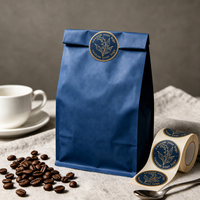 Étiquettes d'emballage rondes personnalisées, rouleau de vinyle estampé or, sac cadeau en kraft motif muguet, autocollants personnalisés découpés à la forme pour sacs