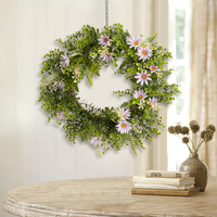 Décoration de mariage, couronne florale suspendue en soie artificielle avec des feuilles d'eucalyptus vertes, couronne artificielle réaliste pour le printemps et l'été