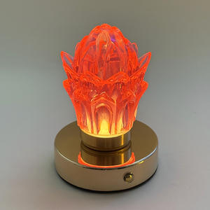 Vase lumineux en verre à la œillets, fleur artificielle, veilleuse, chambre à coucher, salon, lampe de table créative à LED, cadeau de fête des mères - Product Image 5