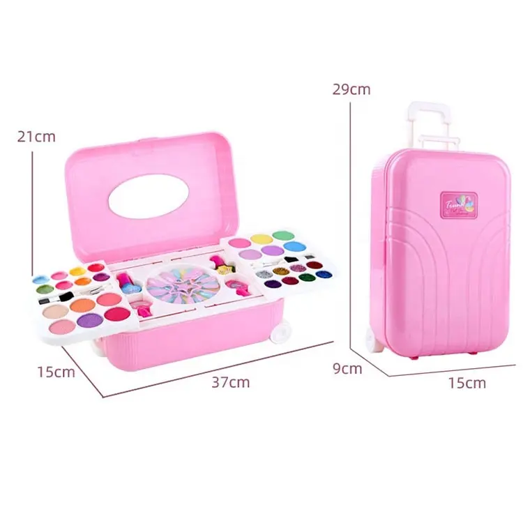 Party Princess Water-soluble Nail Polish Make Up Suitcase Kits Children Play House Kids Makeup Cosmetics