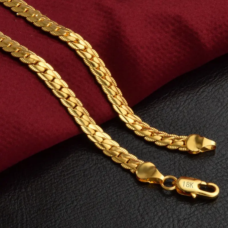 Gargantilla de eslabones basicos cubanos de moda cadena de serpiente de hip hop simple buen collar de plata joyeria chapada e