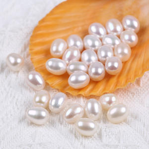 Perles d'eau douce naturelles de Zhuji en gros, 8,5-9 mm, forme de riz, en vrac et nues, en blanc, rose et autres couleurs pour la fabrication de bijoux - Product Image 2