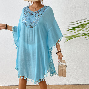Venta al por Mayor de Nueva Salida de <span class=keywords><strong>Playa</strong></span> <span class=keywords><strong>para</strong></span> Mujer, Diseño de Ganchillo con Parches y Borlas, Perfecta como Ropa Exterior <span class=keywords><strong>para</strong></span> Traje de Baño o Bikini <span class=keywords><strong>para</strong></span> Amazon - Product Image 6