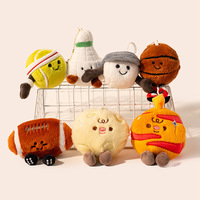 Jellyc Figurines de ballon amusantes : football, badminton, volley-ball, en peluche, breloques de sac et porte-clés en coton