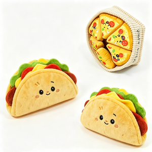Peluche pizza personnalisable avec tranches amovibles, collection de peluches alimentaires de dessin animé (pizza, tacos), jouet en peluche pour enfants en forme de pizza - Product Image 5