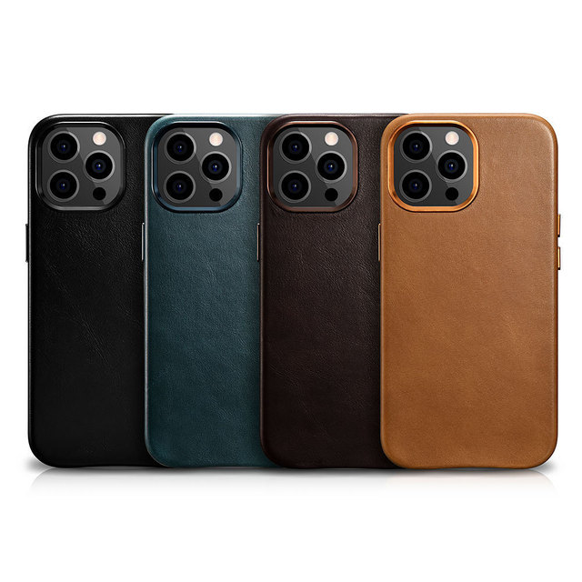 Leather Phone Case for iPhone 15 14 13 PU Leather Phone With Metallic Buttons Microfiber Lining