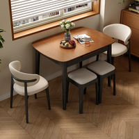 Ensemble table et chaises de salle à manger rectangulaire extensible en bois massif, style moderne de luxe, éco-responsable et durable, idéal pour les intérieurs de villas