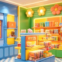 Étagère de présentation en bois avec éclairage LED pour confiserie, paniers personnalisés, mobilier de présentation écologique pour confiserie