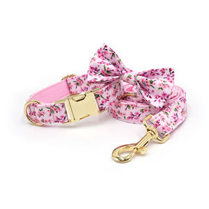 2025 Hot Selling New Model Obst und Blumen Hunde halsband mit Zink legierung Metalls chnalle Haustier Hunde leine und <span class=keywords><strong>Cool</strong></span> <span class=keywords><strong>Pet</strong></span> Fliege Set - Product Image 2