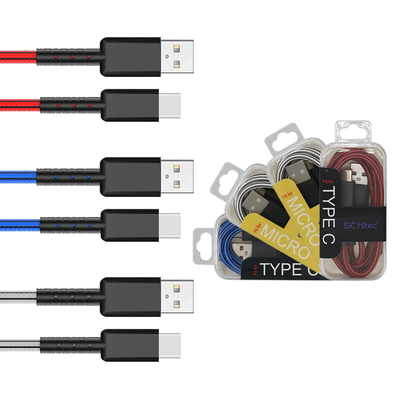 Mass Stock Low MOQ 5V 1A 2A PVC ลายนูนสาย USB ซิงค์ข้อมูลสายชาร์จเร็วพร้อมกล่องขายปลีกชั้นวางจอแสดงผล