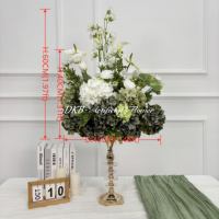 Boule de fleurs artificielles de luxe 50cm 60cm 70cm 80cm, centre de table de mariage en soie, boule de fleurs artificielles blanches en gypsophile
