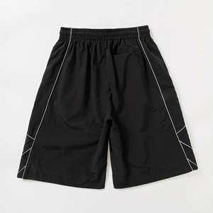 Black Lightweight Windproof <b>Mid</b> Waist Drawstring Elastic Shorts Printed 100% Nylon Quick Dry OEM Service for Autumn Casual Wear - Product Image 4