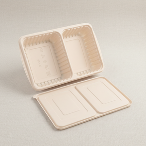 Boîte à emporter carrée à compartiments séparés en amidon de maïs, <span class=keywords><strong>vaisselle</strong></span> 100 % <span class=keywords><strong>compostable</strong></span> - Product Image 1