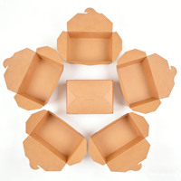 Boîte d'emballage jetable pour la restauration rapide, 750 ml, en papier kraft, de qualité alimentaire, recyclable, boîte à lunch en gros