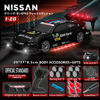 Voiture RC GTR semi-propulsive à l'échelle 1:20, 2,4 GHz, 4 roues motrices, vitesse maximale de 22 km/h, avec éclairage LED, simulation de drift et cascades